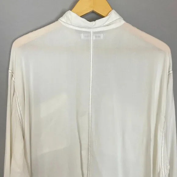 Urban Outfitters Blouse White Semi-Sheer Long Sleeve FLAWS Size Medium Women Top - Picture 15 of 16